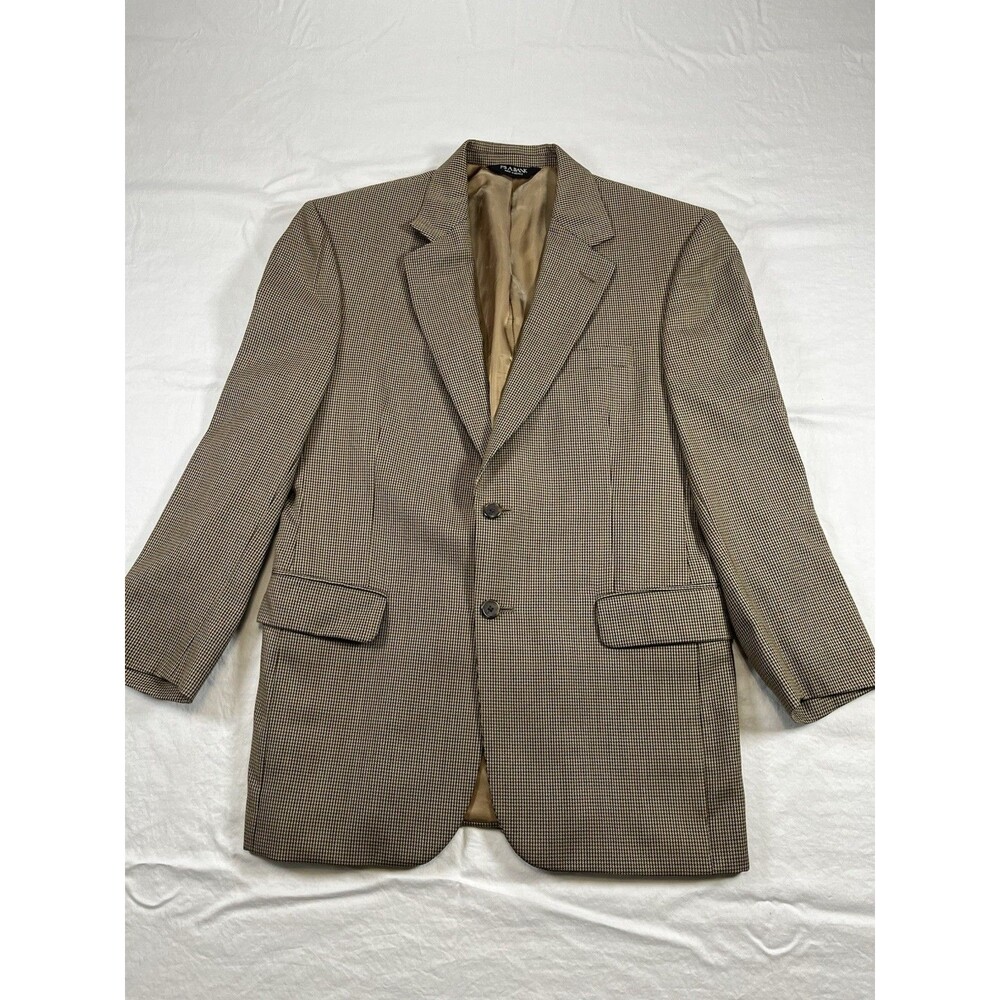 Jos. A. Bank Gordon Blazer 38S Brown Houndstooth 100% Wool Sport Coat Jacket